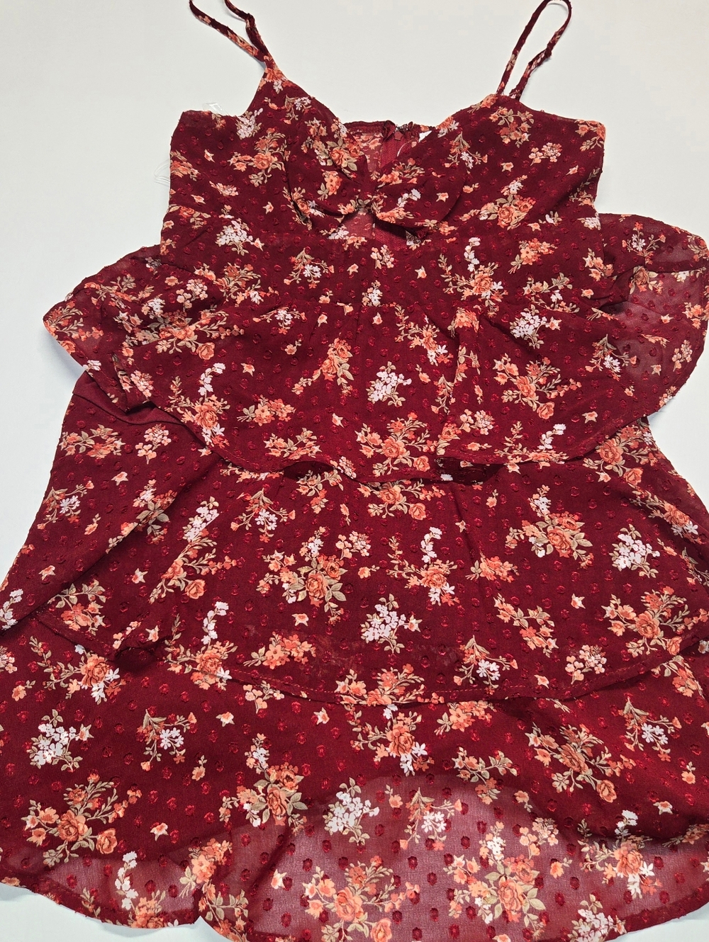 Altar'd state Maroon Floral Dress with key hole front NWOT L